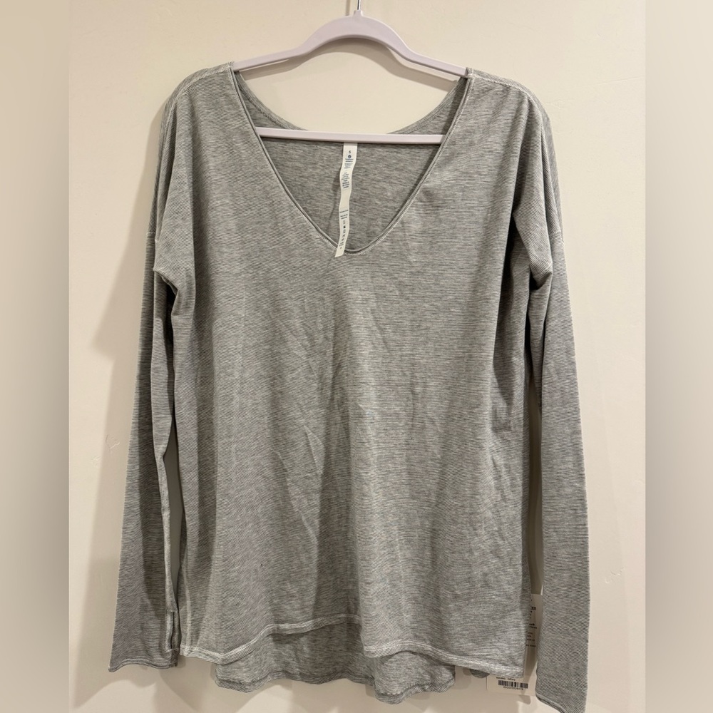 Lululemon Flip Your Dog Long Sleeve grey stripe NWT